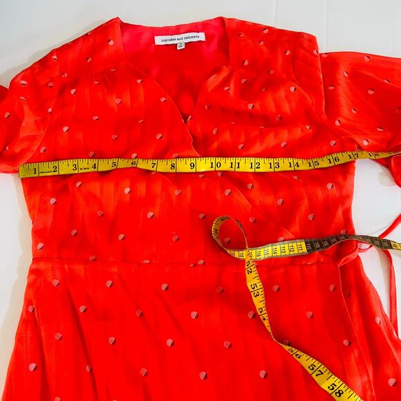 Cupcake And Cashmere Mulholland Surplice Neck Dress Size S Small Red Multi - Picture 6 of 9